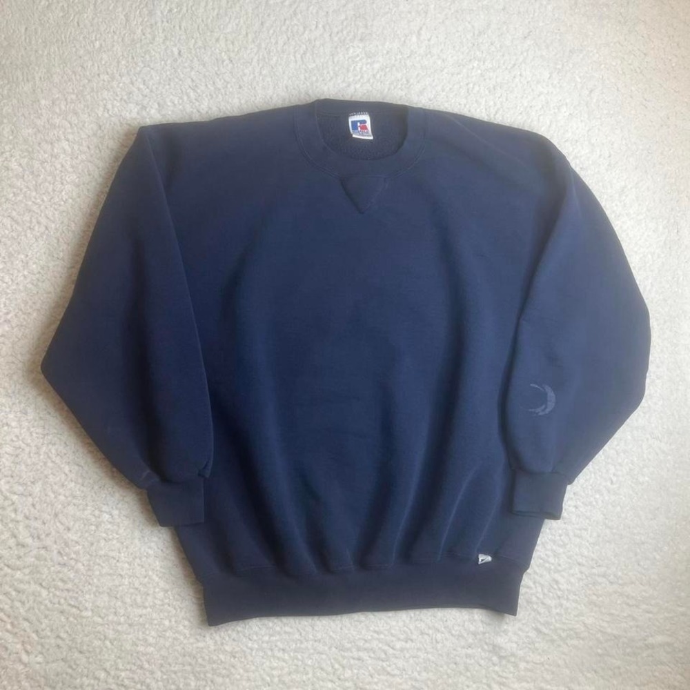 Vintage Russel Athletic men's navy blue USA made crew neck sweatshirt boxy xxl